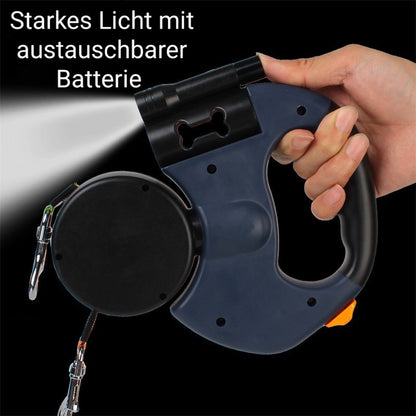 Ausziehbare Doppelleine Taschenlampe und Kotbeutelhalter