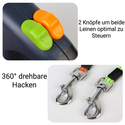 Ausziehbare Doppelleine Taschenlampe und Kotbeutelhalter